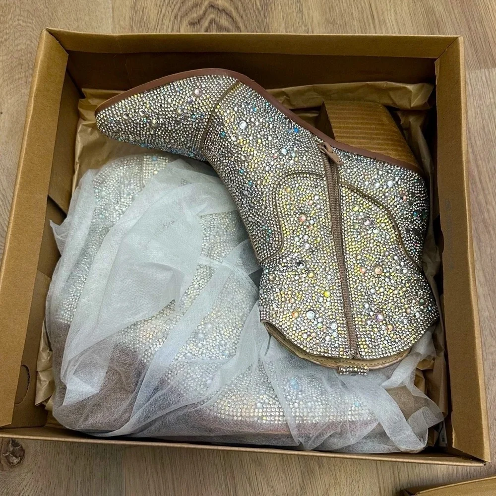 Mi.iM Angel Silver Metallic Embellished Ankle Booties